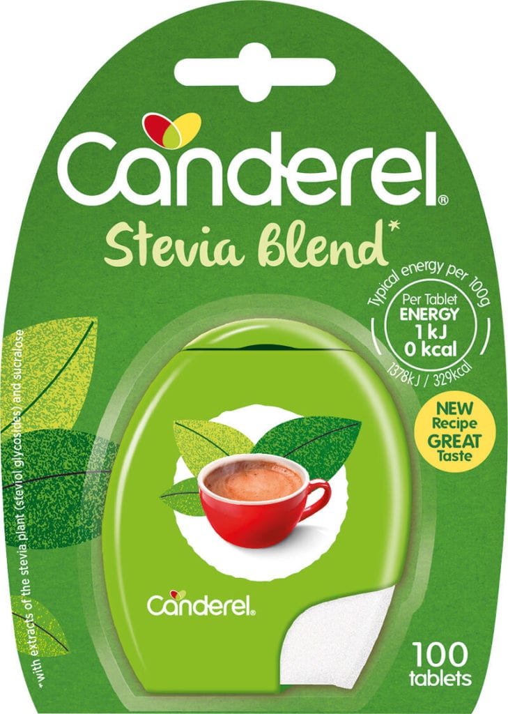 Canderel Stevia Blend packshot with cardboard backing